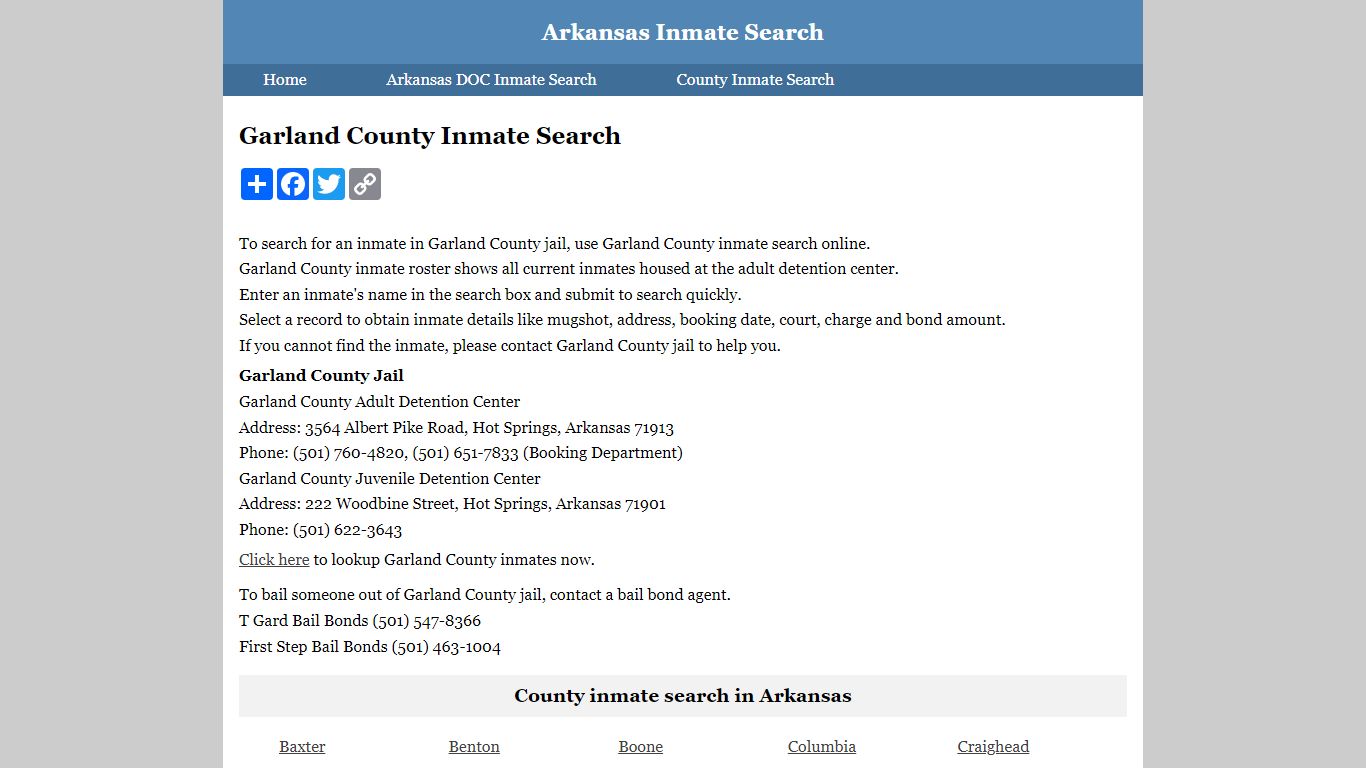Garland County Inmate Search
